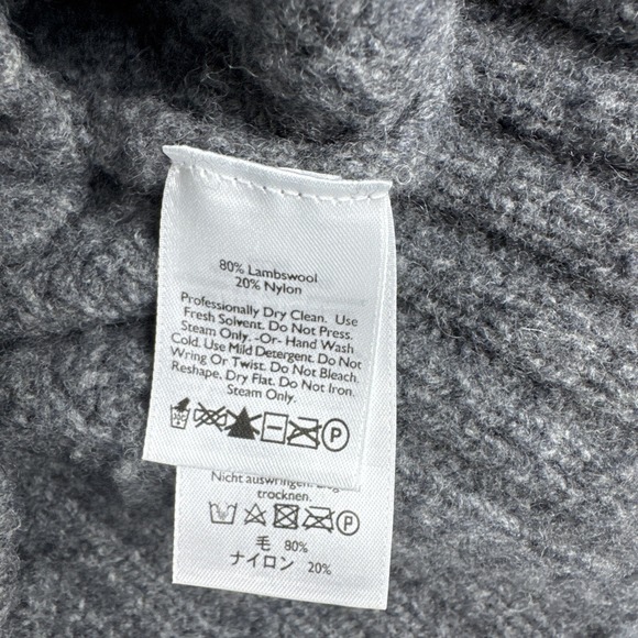 Eddie Bauer Women's Small Cardigan Sweater Lambswool Gray Button Collar Cottage - Picture 5 of 5